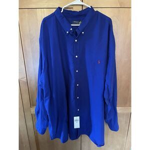 NWT Men's 4XB Blue Polo Ralph Lauren Long Sleeve Button Up Shirt